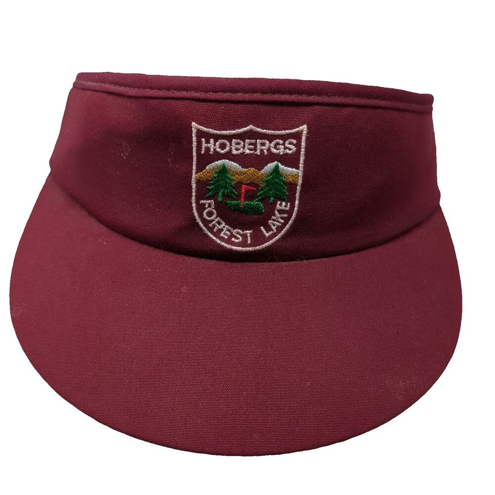 Town Talk Visor Red One Size Forest Lake Hobergs Golf Shield Logo USA Made Hat